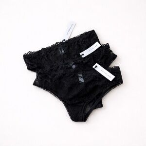 Kat The Label Vienna Lace High Waist Briefs Set of 3 | NWT |Black | Size S
